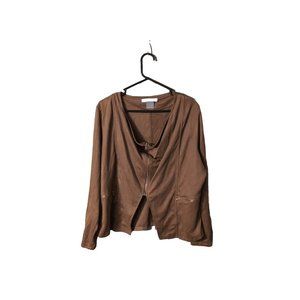 Lark+Grey Brown Full Zip Faux Suede Jacket Women's Size 2XL